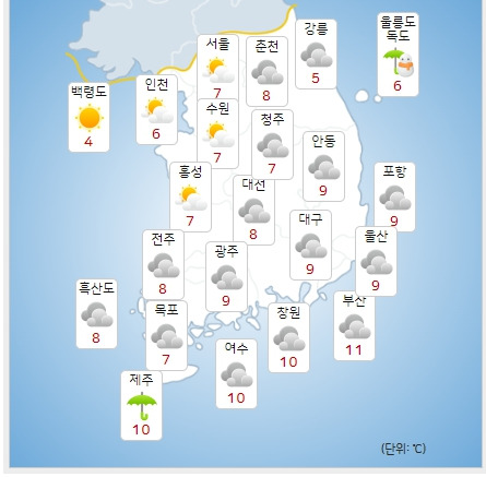 ⓒ기상청: 오늘(25일) 오후 전국날씨