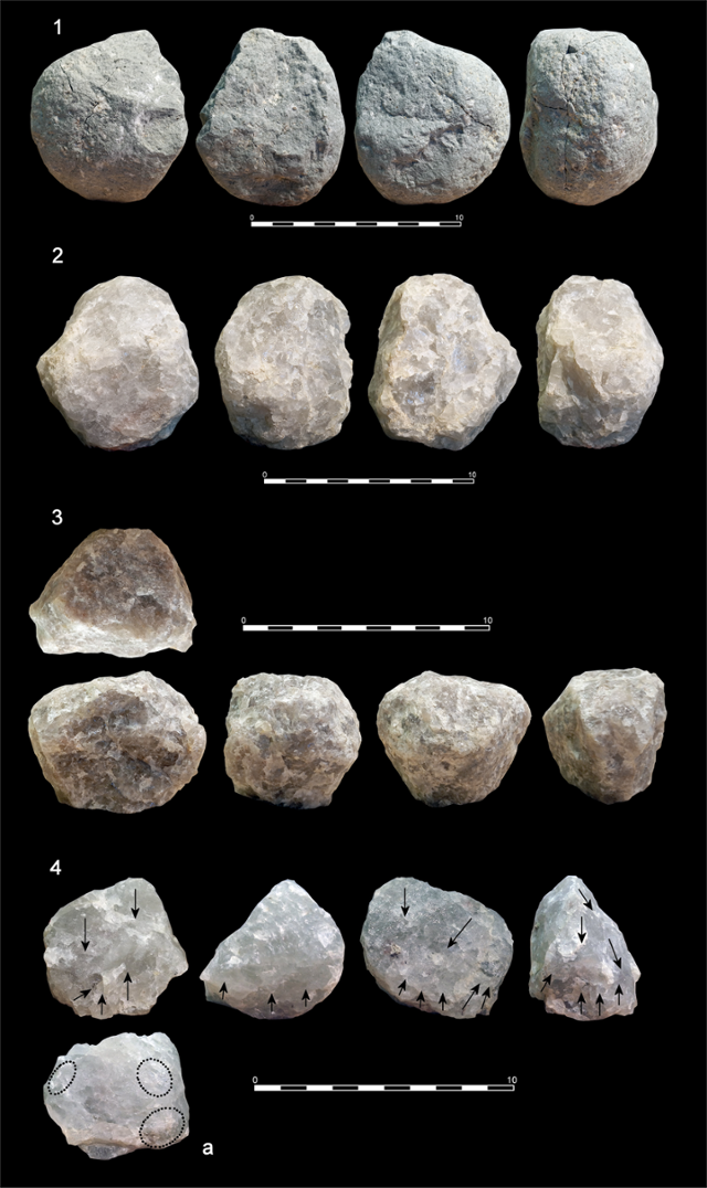 올두바이 고르지 Bed 1에서 출토된 올도완 석기 공작. Copyright 2021 Diez-Martín et al.