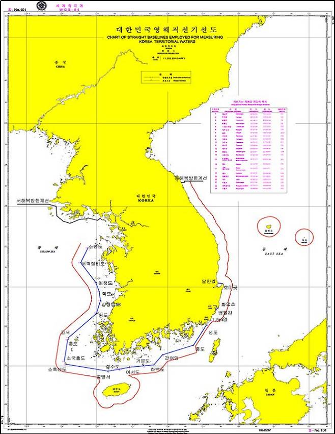 우리나라 영해기선도. 국토교통부 제공