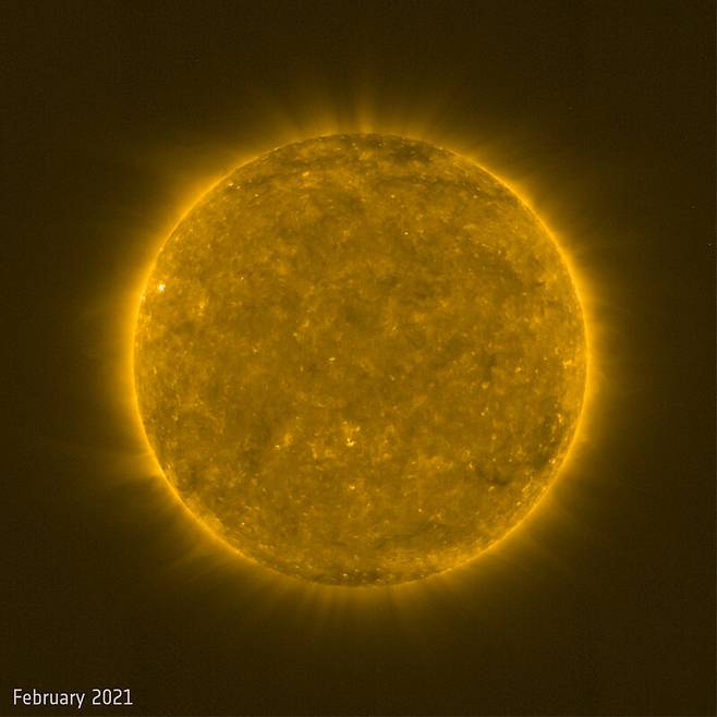 2021년 2월의 태양. 유럽우주국 제공