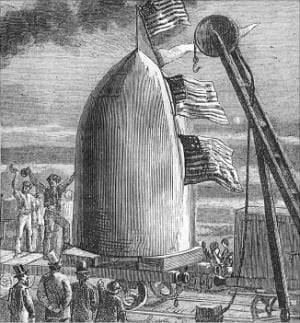 쥘 베른 소설에 실린 ‘대포 우주선’ 삽화.