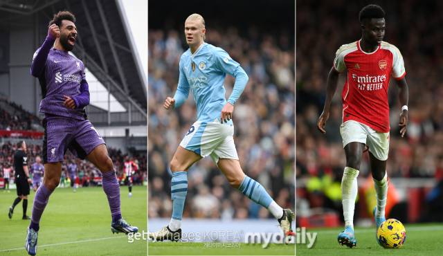 왼쪽부터 리버풀 살라, 맨시티 홀란드, 아스널 사카. /게티이미지코리아