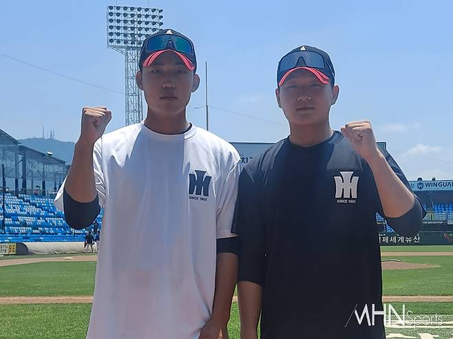 고교 vs 대학 올스타전 당시 인천고 대표로 추전을 받은 김현종(사진 좌)과 김택연(사진 우). 사진ⓒ김현희 기자