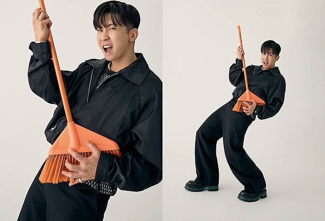 재킷·화이트 이너 톱·네트 슬리브리스 톱·팬츠 모두 렉토, 슈즈 스타일리스트 소장품.