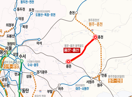 용문~홍천 광역철도 도선안. fn뉴스 DB