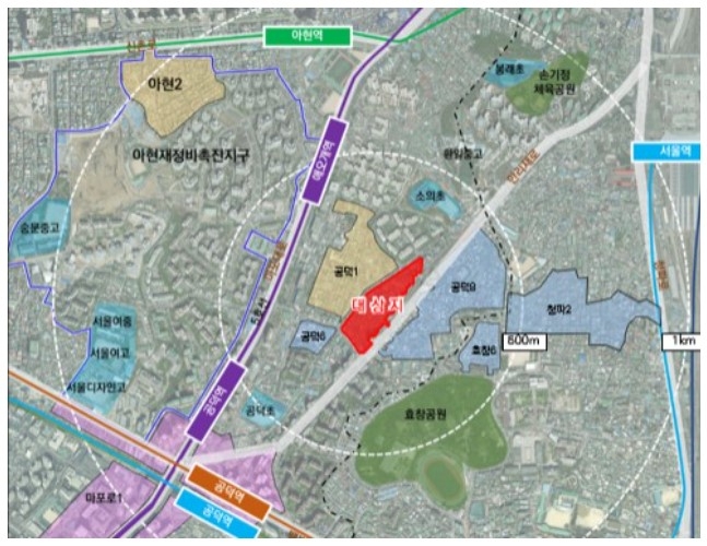 주택정비형 재개발사업 정비구역 지정 및 정비계획이 결정된 마포구 공덕동 115-97번지 일대. 서울시 제공