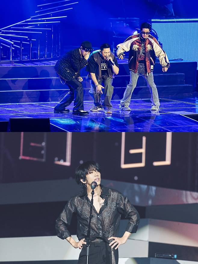 '에픽하이 20 더 무비'(위쪽)와 '이승윤 콘서트 도킹:리프트오프'의 한 장면. 사진제공=CJCGV, 롯데컬처웍스