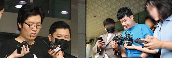 지난해 8월 25일 서울 관악경찰서에서 신림동 등산로 살인사건 피의자 최윤종(31)이 검찰로 송치되고 있다(왼쪽). 지난해 7월 28일 서울 관악경찰서에서 신림동 흉기난동 살인사건 피의자 조선(34)이 검찰에 송치되고 있다. [뉴스1]