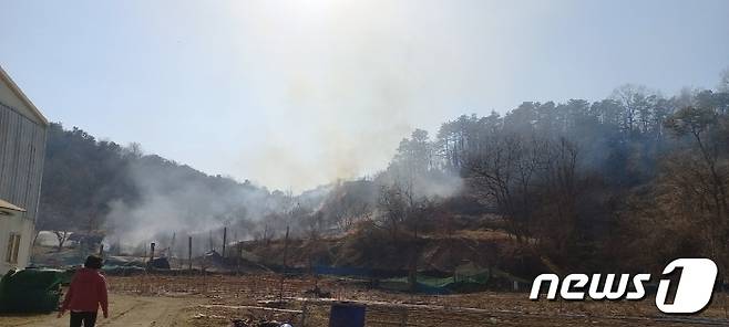 10일 오후 충남 금산군 진산면 만악리에서 산불이 발생, 43분 만에 진화됐다. (산림청 제공) /뉴스1