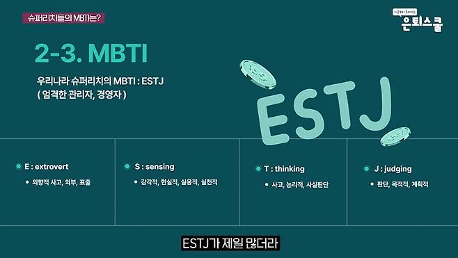 우리나라에서 슈퍼 리치 점유율이 가장 높은 MBTI는 ‘ESTJ’인 것으로 나타났다. /조선일보 머니