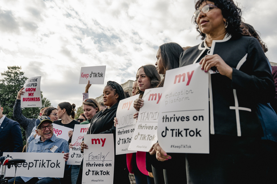 N.Y.) for a news conference about the app on Capitol Hill in Washington, on March 22, 2023. Many Capitol Hill offices were inundated with phone calls after TikTok urged many users to tell their representatives that they opposed a new bill aimed at the company. [Shuran Huang/The New York Times]