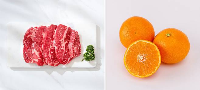 한라봉 같은 감귤류를 한우와 같이 먹으면 한우 속 단백질과 철분 흡수가 잘 된다./사진=클립아트코리아