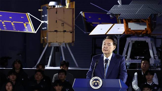 윤석열 대통령, 우주산업 클러스터 출범식 축사 [대통령실통신사진기자단]