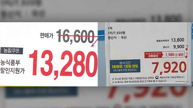 농식품부와 해양수산부 할인 지원을 알리는 대형 마트 안내문