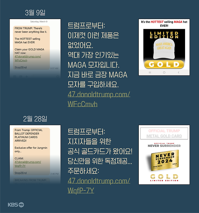 KBS 기자가 트럼프 캠프에서 받은 홍보 문자