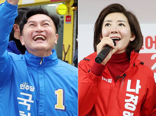 서울 동작을에서 맞붙는 류삼영 더불어민주당 후보(왼쪽)와 나경원 국민의힘 후보. /뉴스1