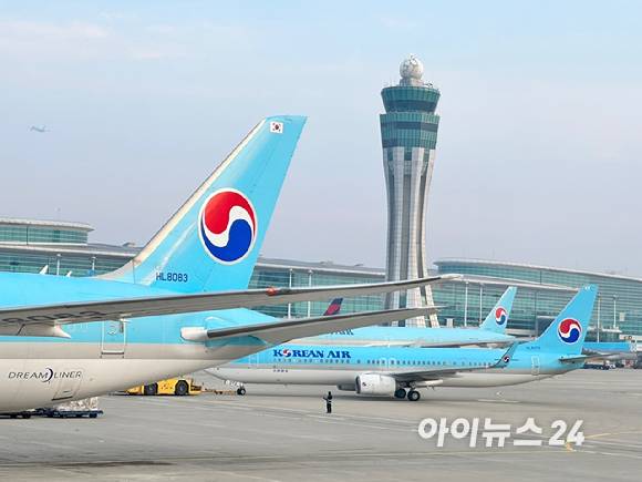 대한항공 항공기가 인천국제공항에 주기된 모습. [사진=양호연 기자]