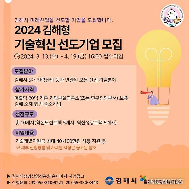 [김해=뉴시스]김해시, 김해형 기술혁신 선도기업 50개사 선정 집중 육성. 2024.03.14. (사진=김해시 제공). photo@newsis.com