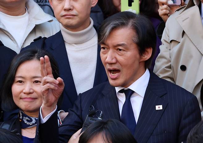 조국혁신당 조국 대표가 지난 14일 오후 광주 동구 충장로에서 발언하고 있다. 연합뉴스