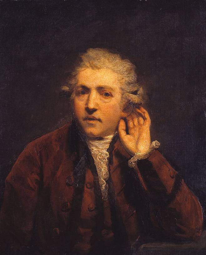 레이놀즈의 자화상(1775). 자신의 귀가 잘 안 들리는 모습을 표현했다. /테이트