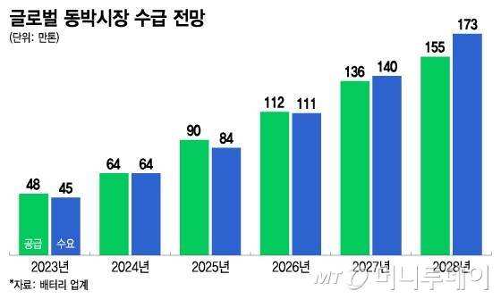 글로벌 동박시장 수급 전망/그래픽=이지혜