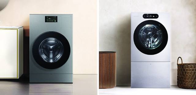 삼성전자 세탁건조기 ‘비스포크 AI 콤보’ 와 LG전자 세탁건조기 ‘LG 시그니처 세탁건조기’ 모습. 각사 제공
