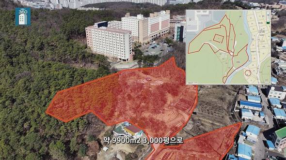 용인 죽전 한 복판의 3000평 땅이 경매에 나와 2번 유찰돼 최초 감정가 81억에서 39억원까지 하락해있다. [부동산360 유튜브 채널 갈무리]