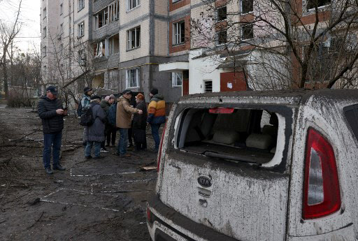 21일(현지시간) 러시아 공격으로 우크라이나 키이우에 피해가 발생했다.(사진=AFP)