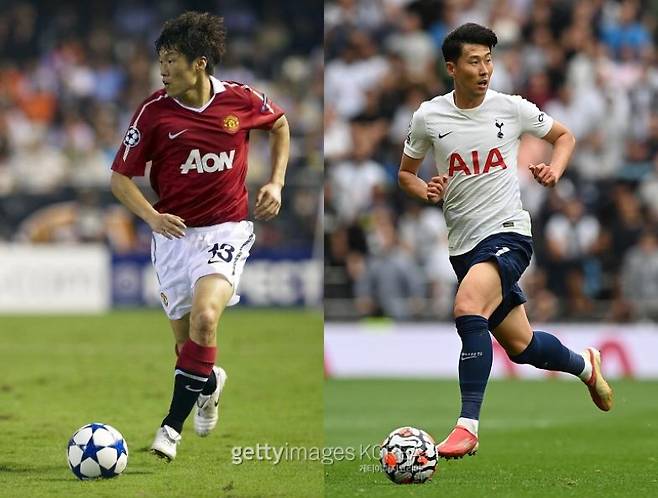 박지성(좌측)과 손흥민(우측). 사진=게티이미지