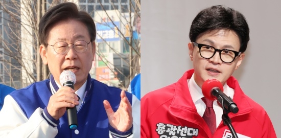 이재명 더불어민주당 대표(왼쪽)와 한동훈 국민의힘 비상대책위원장(오른쪽). 연합뉴스
