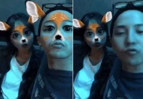 이주연이 ‘빛삭’한 지드래곤과의 사진. 사진 | 온라인 커뮤니티