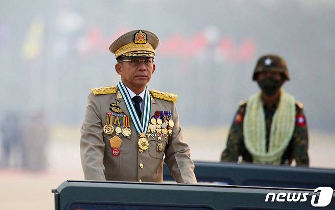 미얀마 군사정권 지도자인 민 아웅 흘라잉 최고사령관 ⓒ 로이터=뉴스1 ⓒ News1 이유진 기자