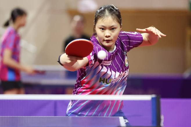 유예린의 경기 모습. 월간 탁구