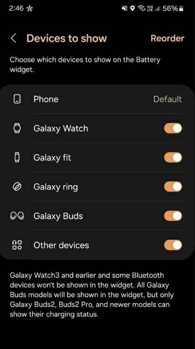 갤럭시링이 삼성 배터리 위젯에 등장했다. (사진=샘모바일)