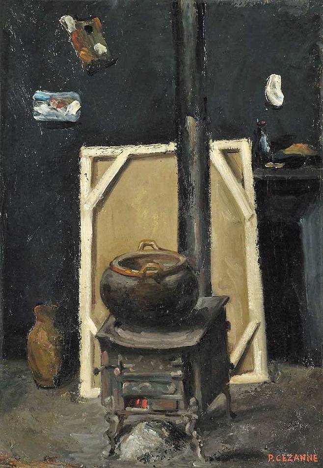 폴 세잔, 작업실의 난로, 1865년경, 캔버스에 유채, 41.30㎝, 런던 내셔널 갤러리 소장.