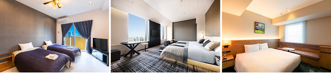 왼쪽부터 순서대로 에미 풀 리조트, 한큐 레스파이어 오사카, 호텔 오사카 난바 도톤보리 / 사진=각 호텔