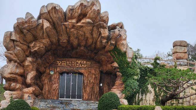함평 '황금박쥐상'은 지난 2008년 제작돼 함평 엑스포공원에서 500m가량 떨어진 함평읍 화양근린공원 내 황금박쥐생태전시관에 16년 동안 보관돼 있었다. 27일 오후 출입문이 굳게 닫힌 황금박쥐생태전시관 모습 ⓒ시사저널 정성환