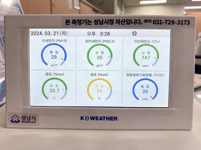 성남시는 오는 4월1일부터 시민을 대상으로 실내공기질 간이측정기 무료 대여 서비스를 시행한다. ⓒ성남시 제공