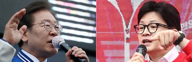 이재명 더불어민주당 대표(왼쪽)와 한동훈 국민의힘 비상대책위원장(오른쪽)