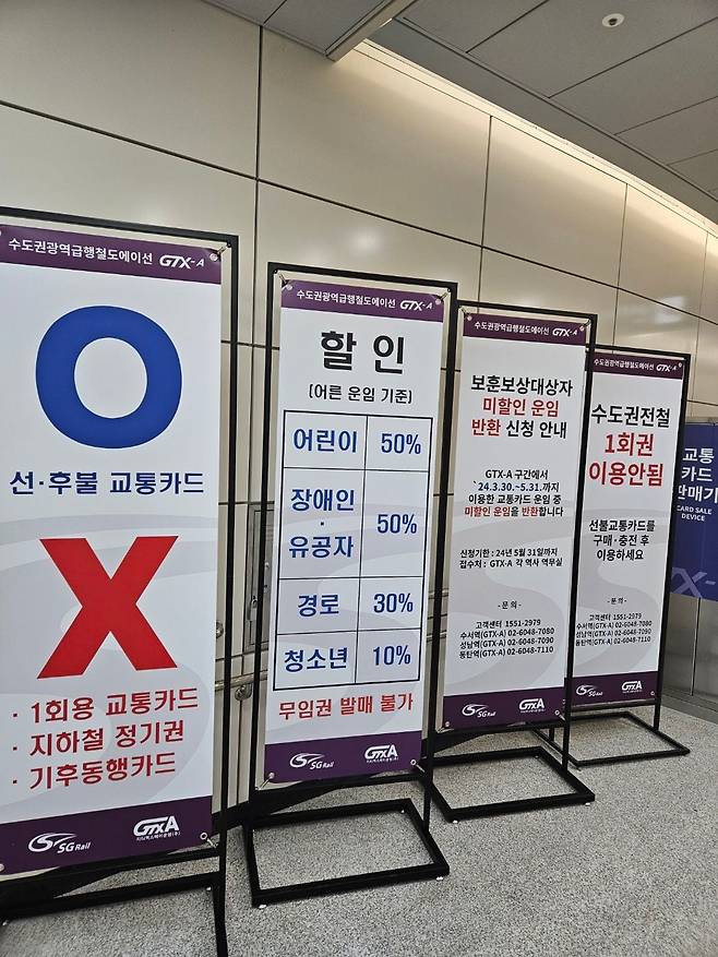 수서역 내 설치된 GTX-A 가격 할인 안내판/김아사 기자