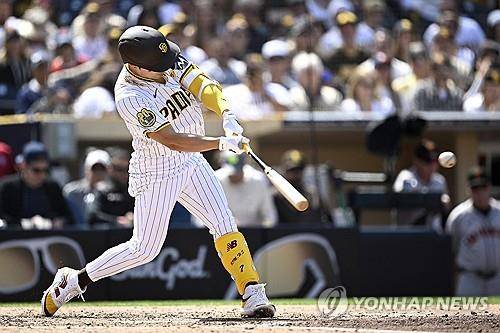 김하성의 타격 모습 [USA 투데이/로이터=연합뉴스 자료사진]