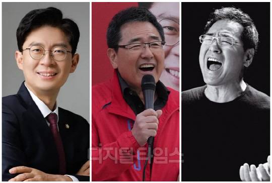 조정훈(왼쪽) 국민의힘 서울 마포갑 국회의원 후보와 '천둥 호랑이 창법'으로 유명한 베테랑 가수 권인하씨. <디지털타임스 DB, 조정훈 캠프 제공>