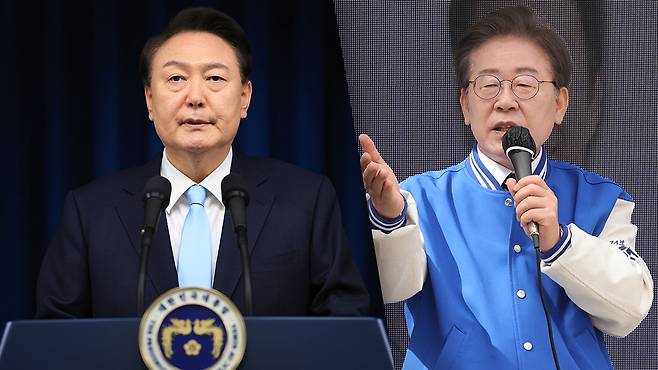 윤석열 대통령과 이재명 더불어민주당 대표 [자료사진]