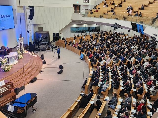 ▲ 춘천기독교연합회 부활절 연합예배가 지난 달 31일 춘천중앙감리교회에서 열렸다.