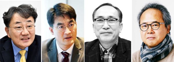 왼쪽부터 이강윤 전 KSOI 소장, 최병천 신성장경제연구소장, 홍형식 한길리서치 소장, 박동원 폴리컴 대표.