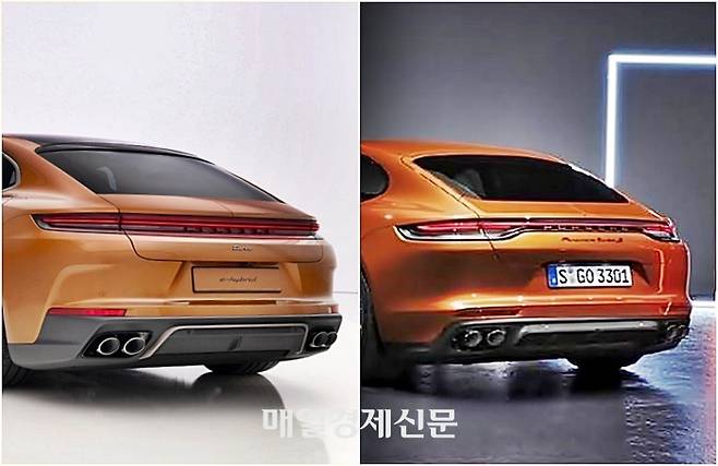 파나메라 신형(왼쪽0과 기존 모델 [사진출처=포르쉐]