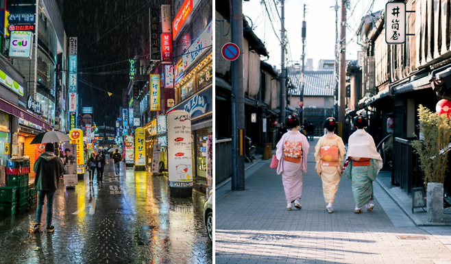 (좌) 한국 (우) 일본 / 사진=pexels