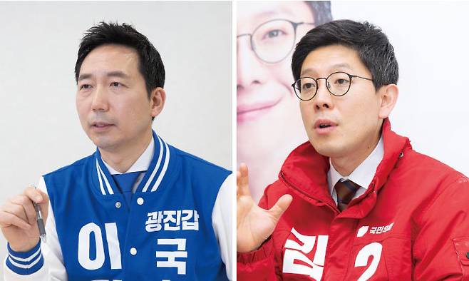 이정헌 더불어민주당 후보(왼쪽)와 김병민 국민의힘 후보. [지호영 기자, 김도균 객원기자]
