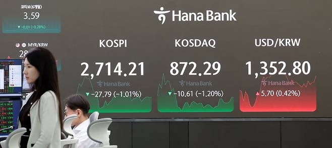 서울 중구 하나은행 본점 딜링룸. /연합뉴스