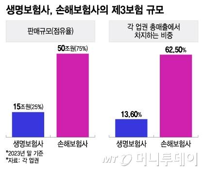 생명보험사, 손해보험사의 제3보험 규모/그래픽=이지혜